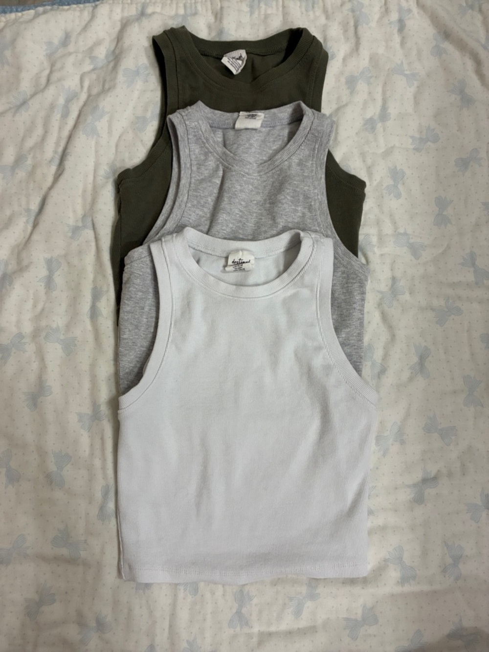 Destined Rib Tank Tops - White, Gray, Olive (3-Pack)